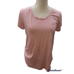 SOLD LC LAUREN CONRAD Tshirt Tunic Top Red White Stripes Hi Lo "SWEET LOVE"